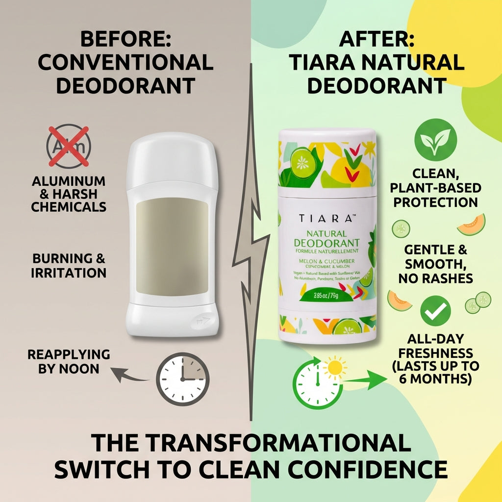 TIARA Whole Body All Natural Deodorant for Women, Aluminum Free Deodorant for Men, Safe for Kids Use All Over Body, Paraben Free, No Chemicals Vegan & Non Toxic, Travel Size Melon & Cucumber