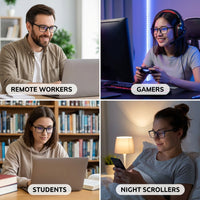 Stylish Blue Light Blocking Glasses for Women or Men - Ease Computer and Digital Eye Strain, Dry Eyes, Headaches and Blurry Vision - Instantly Blocks